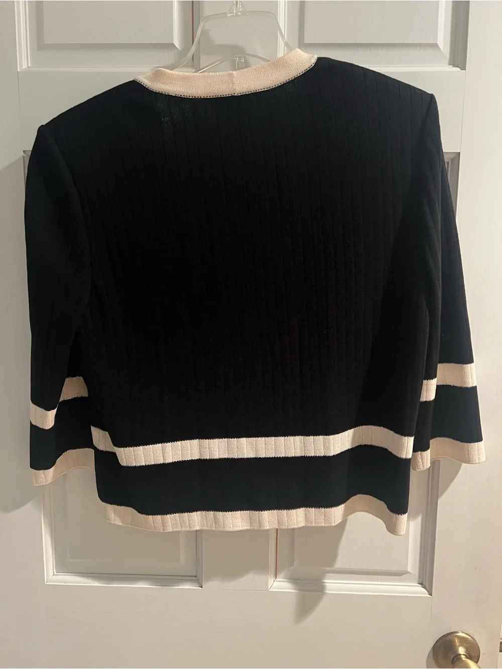 St John Knit Black and White Cardigan Size 12